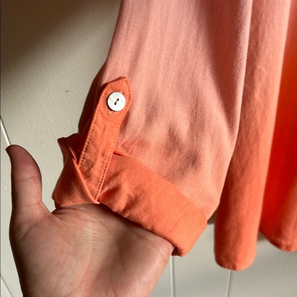 J.Jill Pink and Orange Ombre Button-Up Coastal Beach Lagen Look Shirt Sz Med - Picture 14 of 16